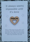 Wooden Pocket hug token love gift Impossible till its done- Inspiration, miss you  Pick Me Up Gift, Motivation, Graduation, Friendship