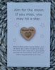 Wooden Pocket hug token love gift Aim for the moon- Inspiration, thinking of you, miss you Gift, Motivation, Graduation, Friendship