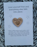 Wooden Pocket hug token love gift Love Yourself- Inspiration, thinking of you, miss you  Pick Me Up Gift, Motivation, Graduation, Friendship