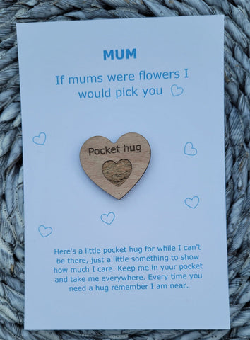 Wooden Pocket hug token love gift Mum Mother, Mom Inspiration, thinking of you, Pick Me Up Gift, Motivation, Graduation, Friendship