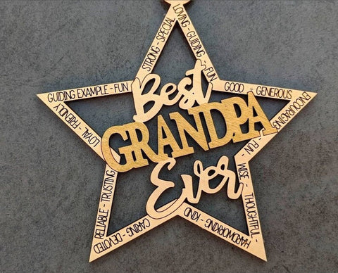 DIY Paint your own Wooden Best Grandpa Ever gift tag, Grandpa Ornament, Grandpa gift- come in Plain natural colour