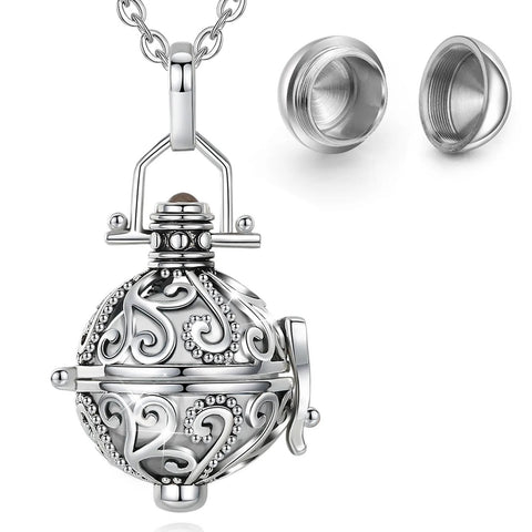 16mm Urn Cremation Ratta Opened Cage Locket Ash Pendant Holder Necklace For Ashes