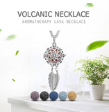 Vintage Hollow Dreamcatcher with Crystal Locket Cage Volcanic Stone Necklace Aromatherapy Essential Oil Lava Stone Diffuser Necklace