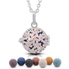 Pink Flower Harmony Locket Cage Volcanic Stone Necklace Aromatherapy Essential Oil Lava Stone Diffuser Necklace Jewelry for Women Gift 18mm