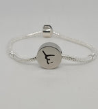 PERSONALISED Stainless Steel Heart or Circle Sport charm, Swimming, Gymnastics, basketball, Hockey, Cycling, Golf, Tennis, Rowing, and more