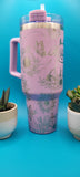 Cute Highland Cows Laser Engraved 40oz Double Wall Insulated Tumbler with Handles Custom Engraved Seamless Tumbler