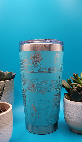 Self Care Shelves Laser Engraved 20oz Double Wall Insulated Tumbler Travel mug, custom Seamless Tumbler ,Gift for teacher, mom