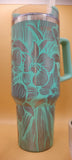 Orchids Floral 40oz Double Wall Insulated Tumbler with Handles Gift for mom, Granny, sister, Niece, Teacher