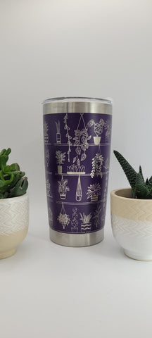 Flowers Laser Engraved Plant Tumbler, 20oz Insulated Travel Mug