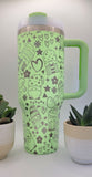 Cute Gnomes ,Flower gift, Hearts gift 40oz Double Wall Insulated Tumbler with Handles Gift for mom, Granny, sister, Niece, Teacher gift