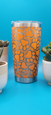 Paw Prints Dog Paws Pet Lover Laser Engraved Custom Seamless 20oz Double Wall Insulated Tumbler Travel mug