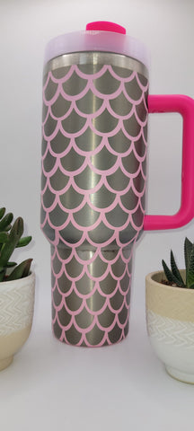 Mermaid Scales gift 40oz Double Wall Insulated Tumbler with Handles Gift for mom, Granny, sister, Niece, Teacher gift