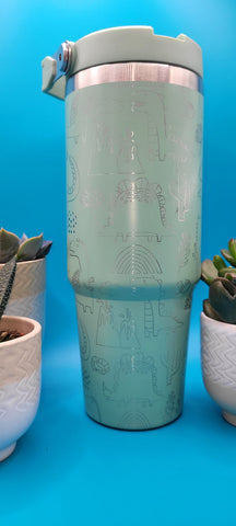 Kids Dinosaur Laser Engraved 30oz Double Wall Insulated Tumbler Custom Engraved Seamless Tumbler
