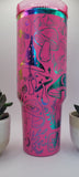 Rainbow/Holographic Mystic Mushrooms, Evil Eye gift 40oz Double Wall Insulated Tumbler with Handles Gift for mom, Granny, sister, Niece