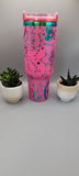 Boho, love, paisley Pink on rainbow base  40oz Double Wall Insulated Tumbler with Handles Gift for mom, Granny, sister