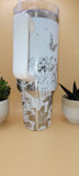 Iris Flowers 40oz Double Wall Insulated Tumbler with Handles Gift for mom, Granny, sister, Niece, Teacher Gift, Mom Gift Flowers