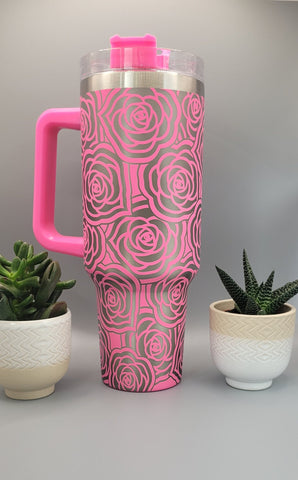 Roses,Flower gift, Floral gift 40oz Double Wall Insulated Tumbler with Handles Gift for mom, Granny, sister, Niece, Teacher gift