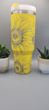 Personalised Sunflowers 40oz Double Wall Insulated Tumbler with Handles Gift for mom, Granny, sister, Niece, Teacher gift