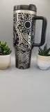 Boho, paisley, henna ,Flower gift, Floral gift 40oz Double Wall Insulated Tumbler with Handles Gift for mom, Granny, sister, Teacher gift
