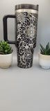 Boho, paisley, henna ,Flower gift, Floral gift 40oz Double Wall Insulated Tumbler with Handles Gift for mom, Granny, sister, Teacher gift