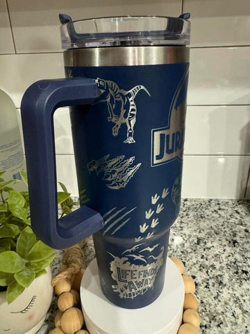 Dinosaur 40oz Double Wall Insulated Tumbler with Handles Gift for mom, Granny, sister, Teacher gift