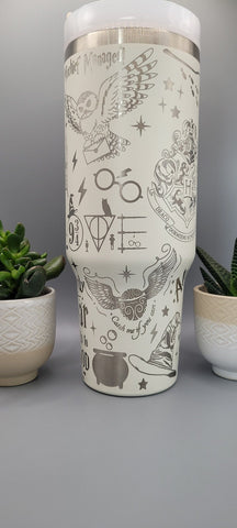 Engraved 40oz Double Wall Insulated Tumbler with Handles Gift for mom, Granny, sister, Teacher gift