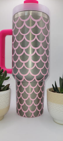 Mermaid Scales gift 40oz Double Wall Insulated Tumbler with Handles Gift for mom, Granny, sister, Niece, Teacher gift