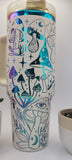 Magical mushrooms frogs - white on rainbow base  40oz Double Wall Insulated Tumbler with Handles Gift for mom, Granny, sister