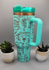 Wild one, dreamer, free soul, western. Teal on copper base  40oz Double Wall Insulated Tumbler with Handles Gift for mom, Granny, sister