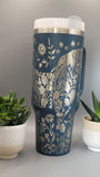 Horse Floral 40oz Tumbler with Handle  Double Wall Insulated Cup, Horse Lover Gift, Floral Equestrian Mug for Mom, Sister, Friend
