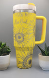 Personalised Sunflowers 40oz Double Wall Insulated Tumbler with Handles Gift for mom, Granny, sister, Niece, Teacher gift