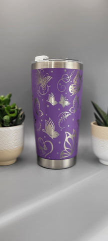 Mystic Butterflies Laser Engraved 20oz Double Wall Insulated Tumbler Travel mug,Seamless Tumbler ,Gift for mum,daughter, sisiter