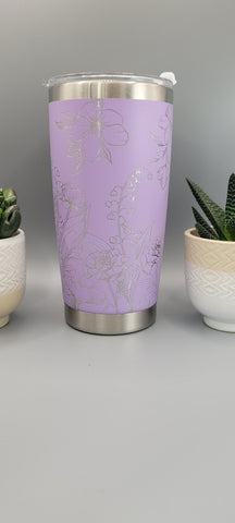 Carnations Lily Of The Valley and Violets gift Laser Engraved 20oz Double Wall Insulated Tumbler Travel mug, Gift for mum,daughter, sister