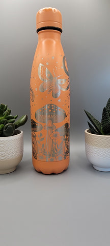 Moths and Mushrooms, Mystical Garden water bottle full Laser Engraved 500ml Insulated Water Bottle Custom Gift for sister, daughter, mom