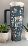 Horse Floral 40oz Tumbler with Handle  Double Wall Insulated Cup, Horse Lover Gift, Floral Equestrian Mug for Mom, Sister, Friend