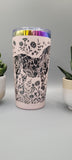 Horse and flowers pink and black  Laser Engraved 20oz Double Wall Insulated Tumbler Travel mug,Seamless Tumbler ,Gift