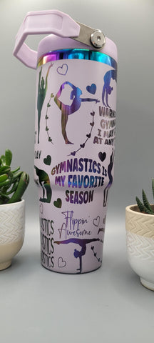 Gymnastics, gymnast Laser Engraved 30oz Double Wall Insulated Tumbler Custom Seamless Tumbler
