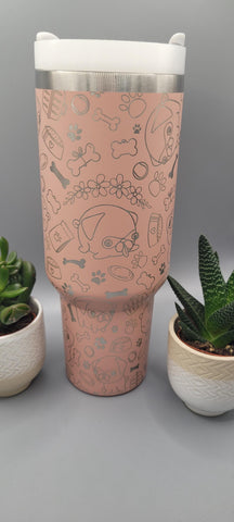 Pug dog 40oz Double Wall Insulated Tumbler with Handles Gift for mom, Granny, sister, Niece
