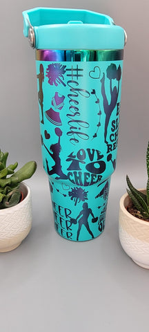 Cheer, cheerleaders, dance Laser Engraved 30oz Double Wall Insulated Tumbler Custom Seamless Tumbler