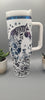 Horse and flowers, Horse Lover, Horseriding 40oz Double Wall Insulated Tumbler with Handles Gift for mom, sister