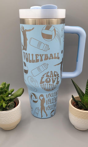 Volleyball, sport, 40oz Double Wall Insulated Tumbler with Handles Gift for mom, Granny, sister, Niece