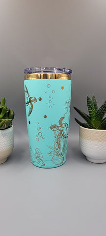Turtle and octopus, under the sea Laser Engraved 20oz Double Wall Insulated Tumbler Travel mug,Seamless Tumbler ,Gift for daughter, niece