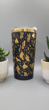 Cow hide, farm black and gold Laser Engraved 20oz Double Wall Insulated Tumbler Travel mug,Tumbler