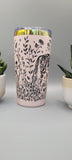 Horse and flowers pink and black  Laser Engraved 20oz Double Wall Insulated Tumbler Travel mug,Seamless Tumbler ,Gift