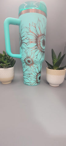 Sunflowers, Garden gift, Floral gift blossoms gift 40oz Double Wall Insulated Tumbler with Handles Gift for mom, Granny, sister, Niece