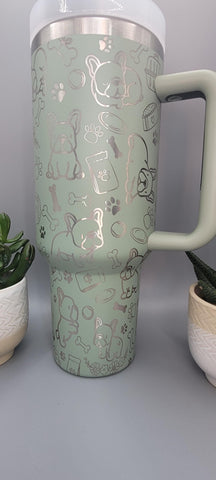 French Bulldog, Frenchie, dog mom, dog lover 40oz Double Wall Insulated Tumbler with Handles Gift for mom, Granny, sister, Niece