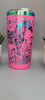 Horse and flowers pink and rainbow  Laser Engraved 20oz Double Wall Insulated Tumbler Travel mug,Seamless Tumbler ,Gift