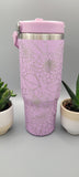 Dahlias,  flowers, floral tumbler, Laser Engraved 30oz Double Wall Insulated Tumbler