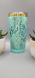 Paisley, floral teal and rainbow Laser Engraved 20oz Double Wall Insulated Tumbler Travel mug,Seamless Tumbler ,Gift for daughter, niece