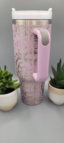 Peony, Peonies Floral 40oz Double Wall Insulated Tumbler with Handles Gift for mom, Granny, sister, Insulated Tumbler, Travel Coffee Mug